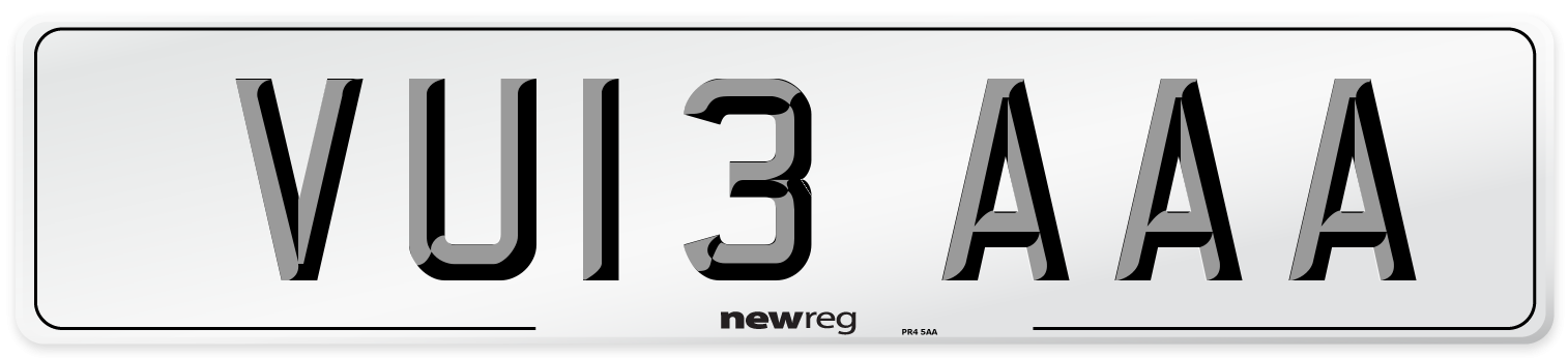 VU13 AAA Number Plate from New Reg